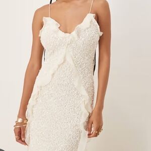 bardot maesella ruffle midi dress